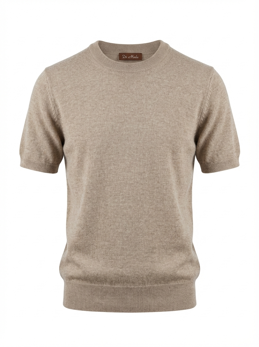 Cashmere Round Neck Short Sleeve Cream