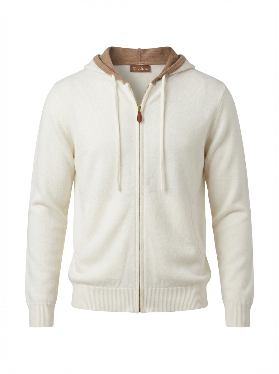 Cashmere Cardigan With Hoodie CREAM/INSIDE BEIGE