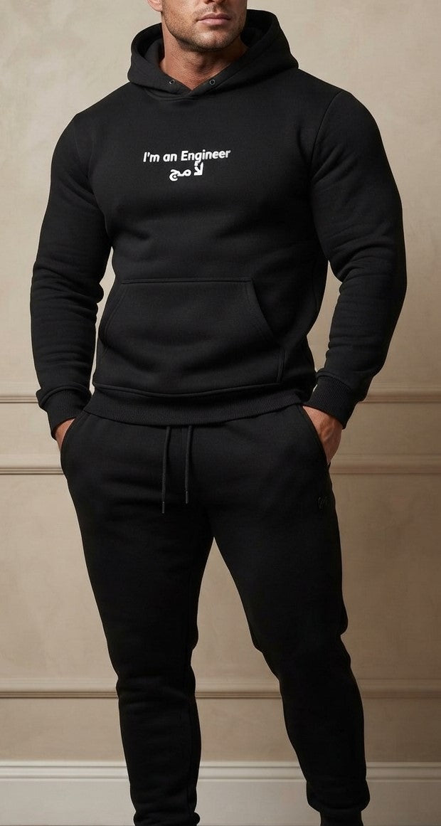 I’m an Engineer (أنا صح) Black Essential Tracksuit Set