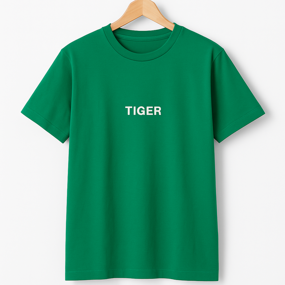 green "tiger" graphic tee with tiger illustration – t-shirt