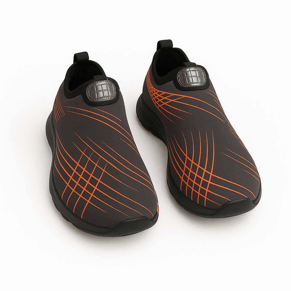 unisex beach shoes – black with orange line | lightweight, quick-dry footwear