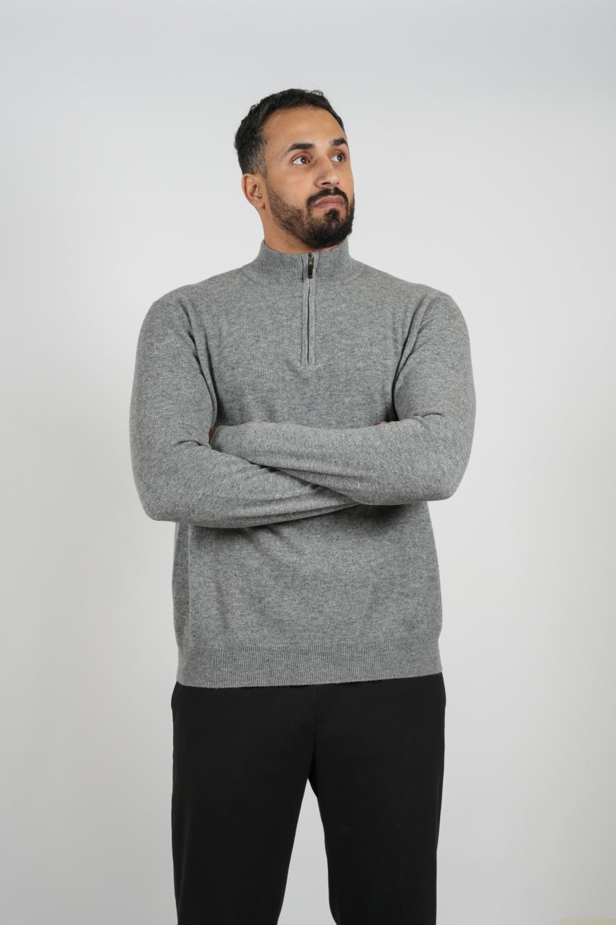 Wool Pullover Zipper-  Gray