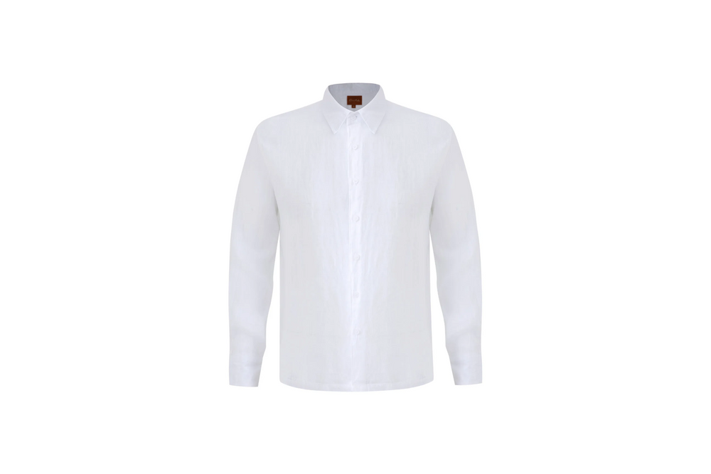 white linen long-sleeve shirt