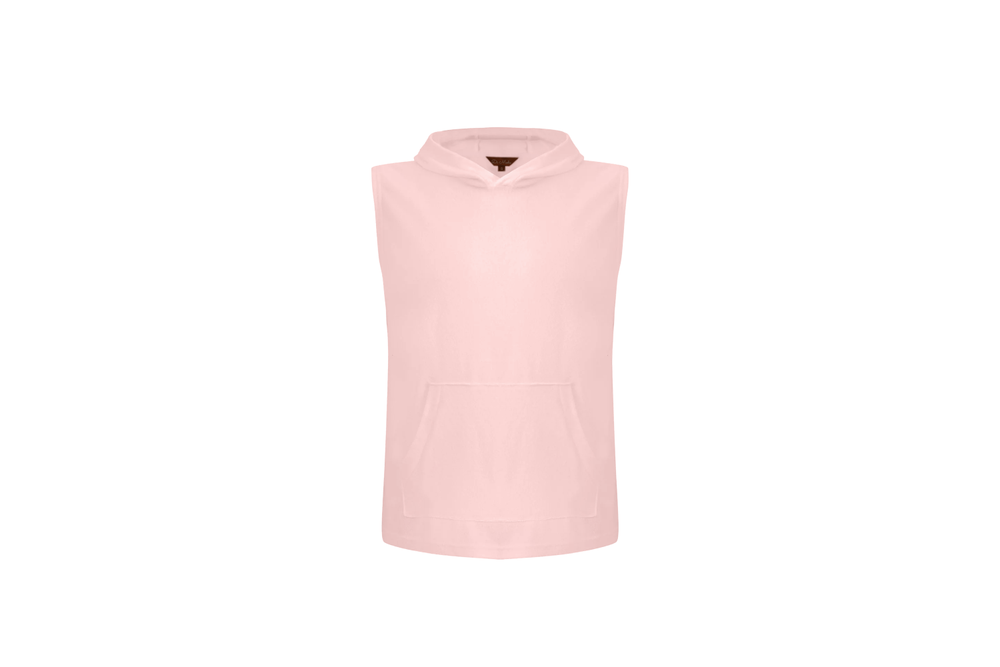 pink sleeveless towel hoodie