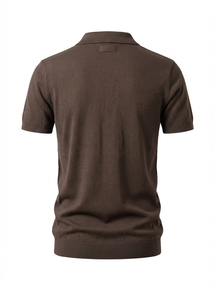 Wool Polo With Zipper Short Sleeve