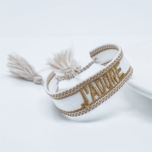 J’ADORE Embroidered Woven Bracelet