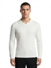 Wool Polo V Neck Long Sleeve With Thin Lines On The Body CREAM