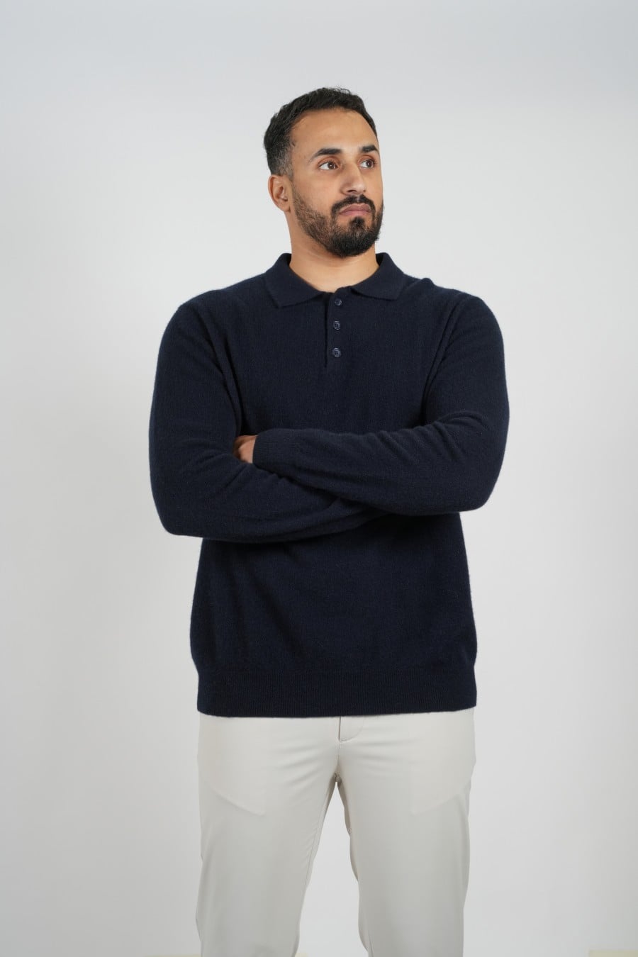 Cashmere Polo Pullover Black