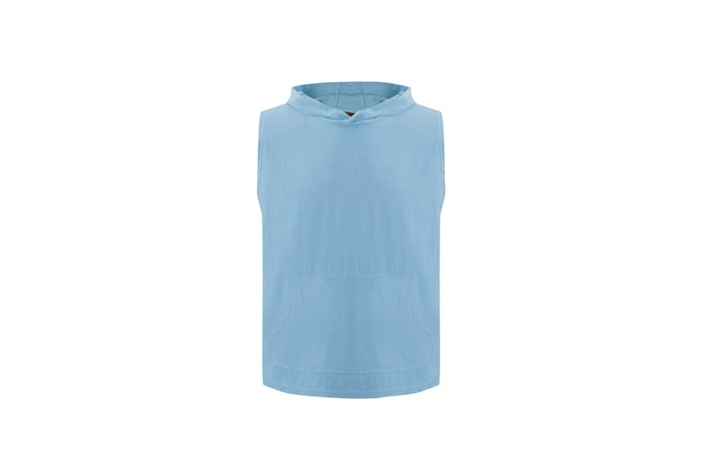 sleeveless towel hoodie – baby blue