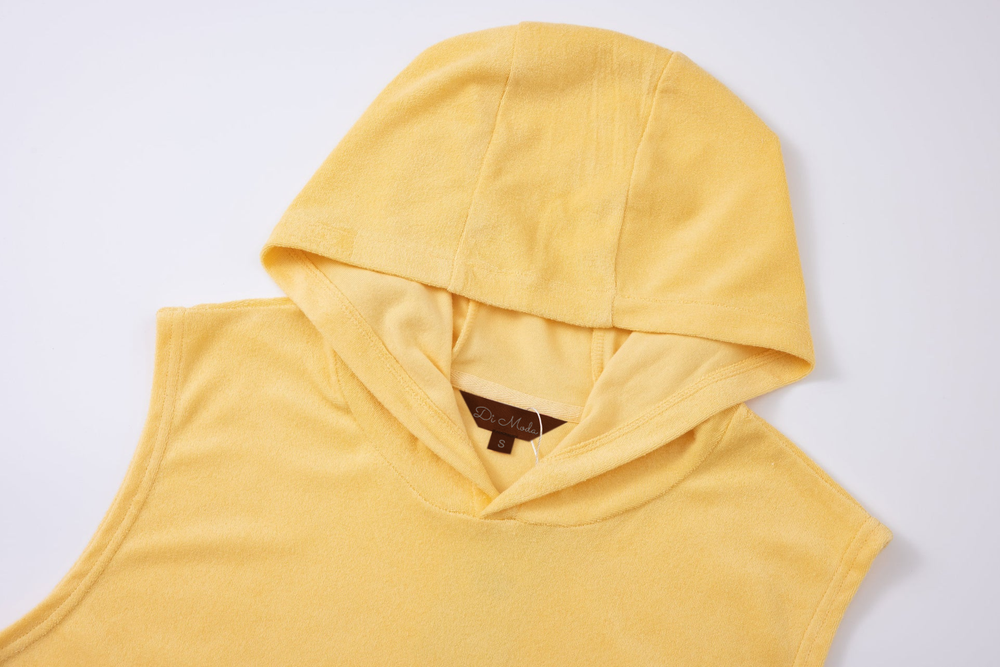 yellow sleeveless towel hoodie