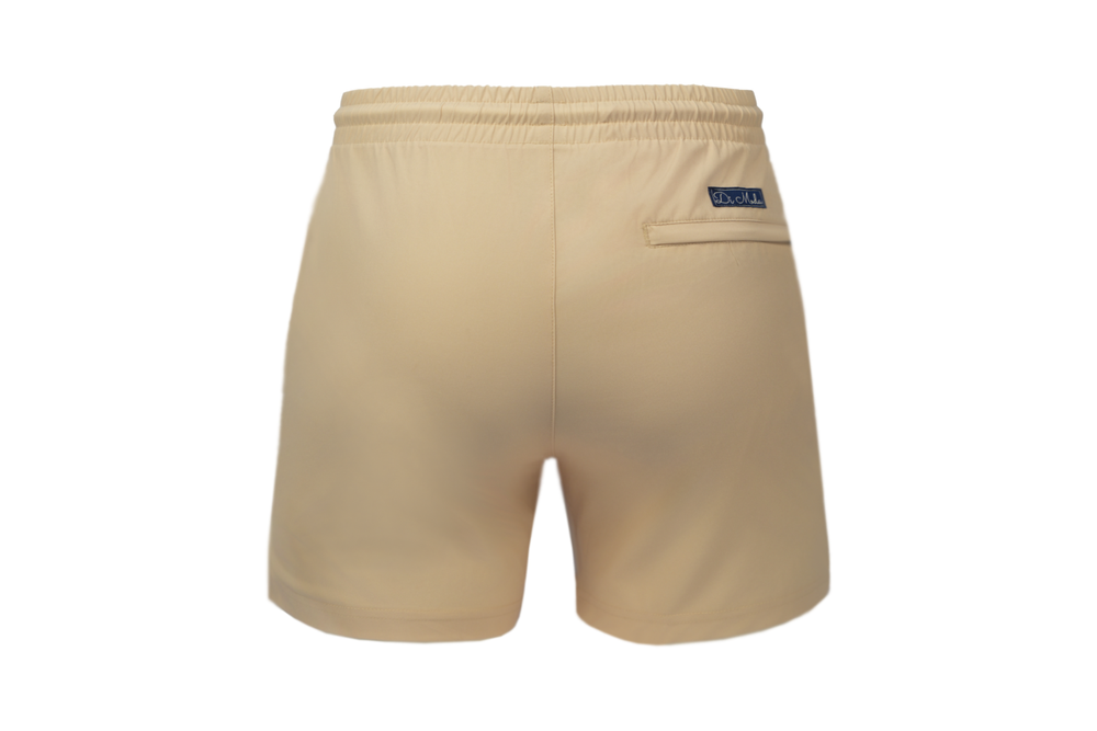 solid beige swim shorts