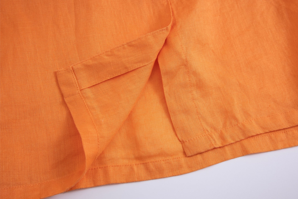 orange linen long-sleeve shirt