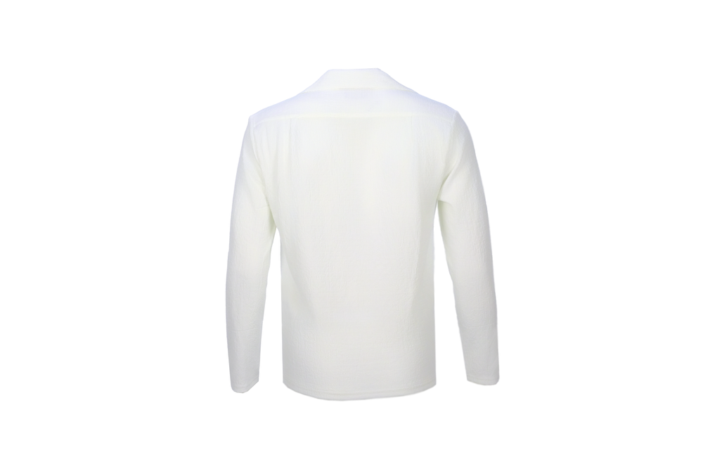 white v neck long sleeve shirt