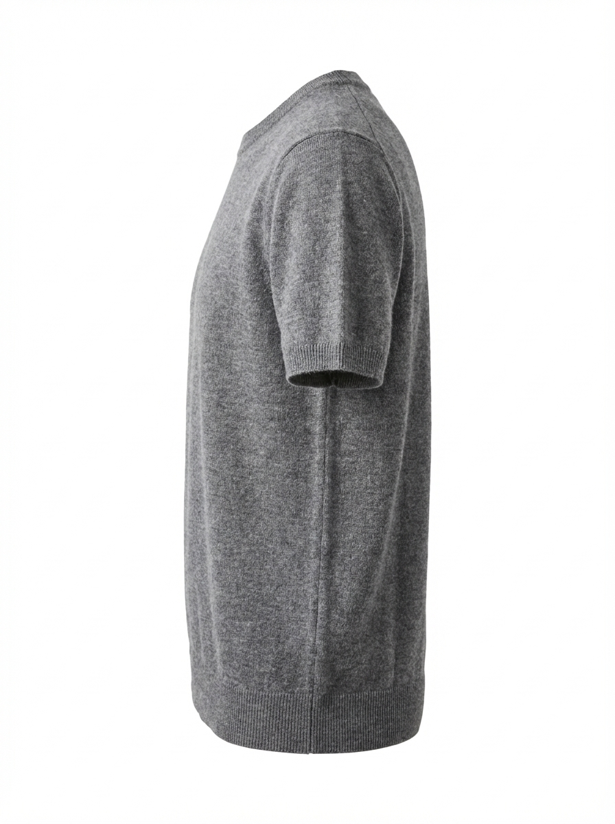 Wool Polo With Zipper Short Sleeve GREY