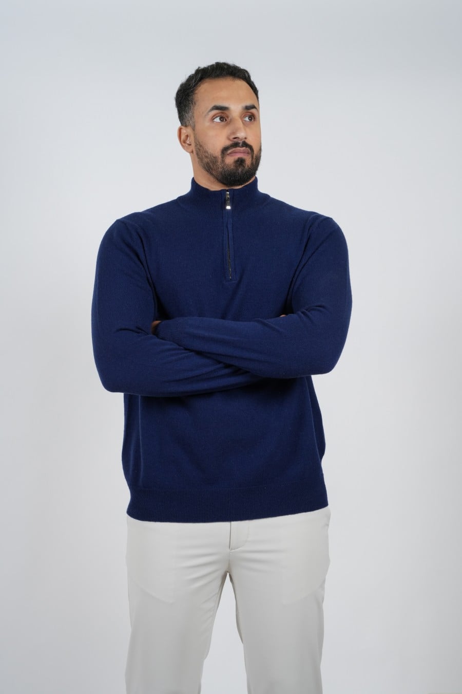 Cashmere Pullover Zipper Navy
