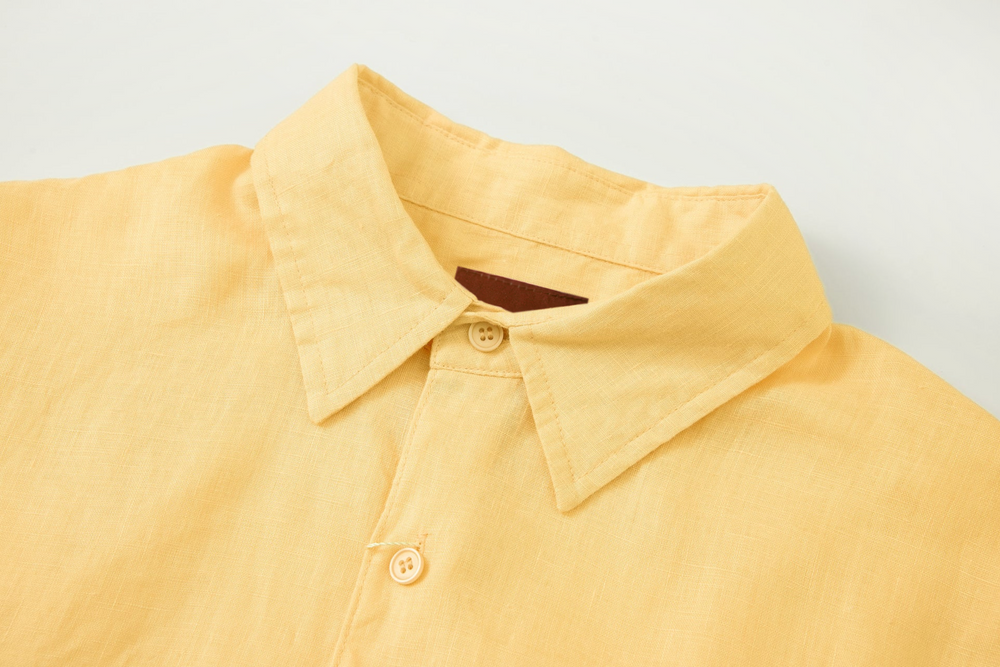 yellow linen long-sleeve shirt