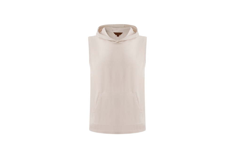 sleeveless towel hoodie – beige