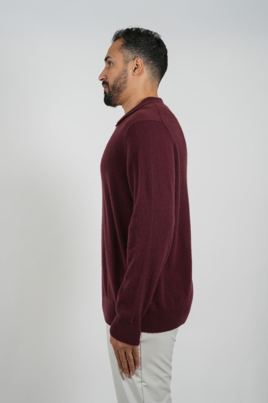 Wool Pullover Polo- Maroon