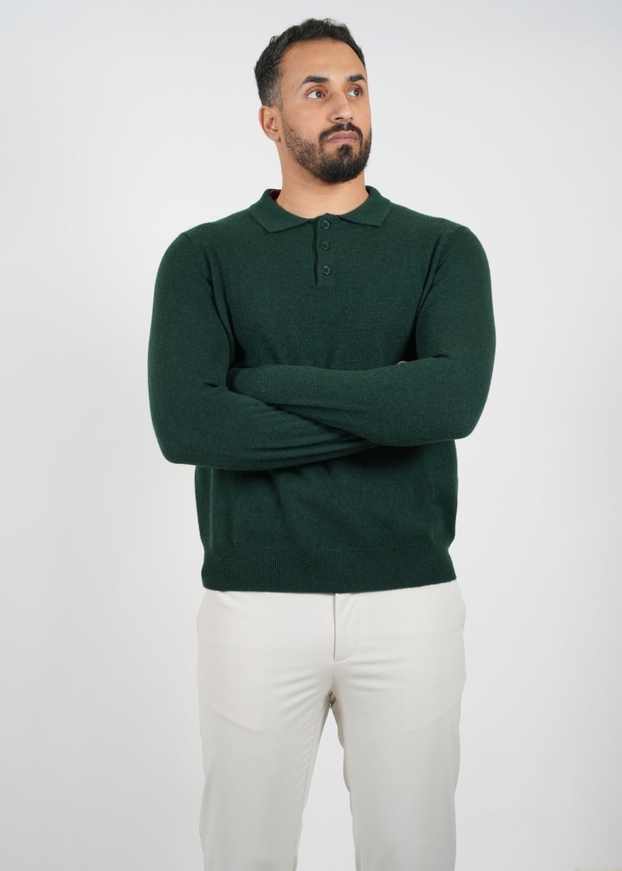 Wool Pullover Polo - Green