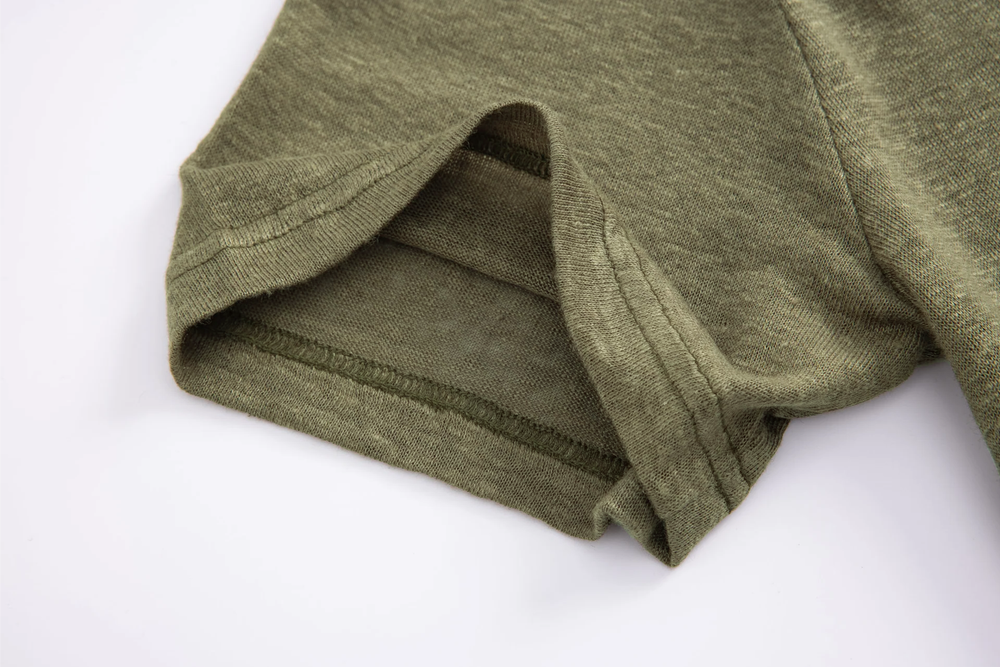 olive linen polo shirt