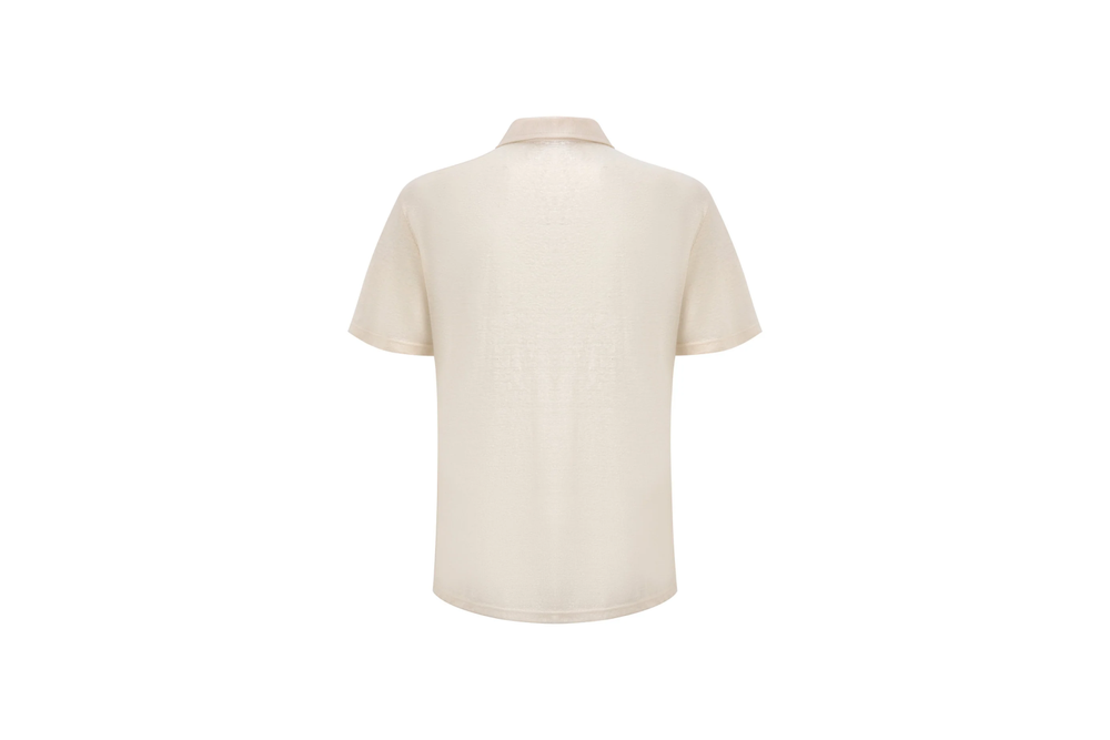 Ivory Linen Polo Shirt
