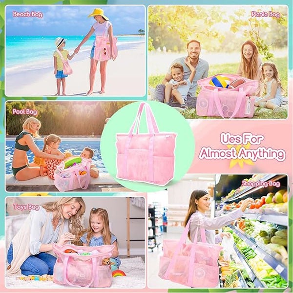 Tagitary Mesh Beach Bag-Pink
