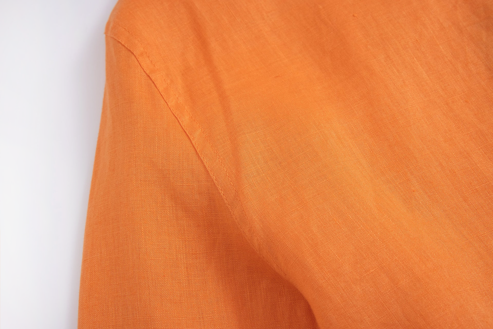 orange linen long-sleeve shirt
