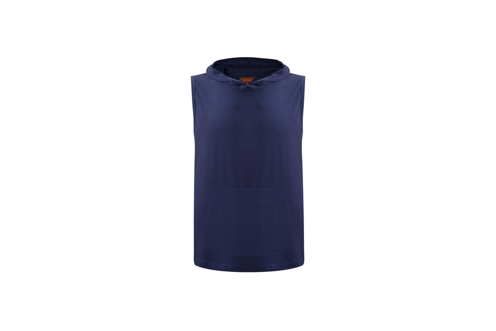 navy sleeveless towel hoodie