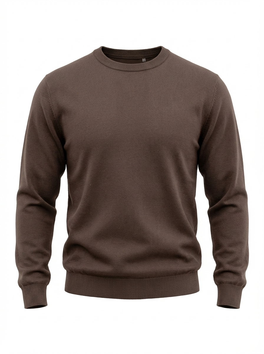 W25 Wool Circle Neck Long Sleeve BROWN