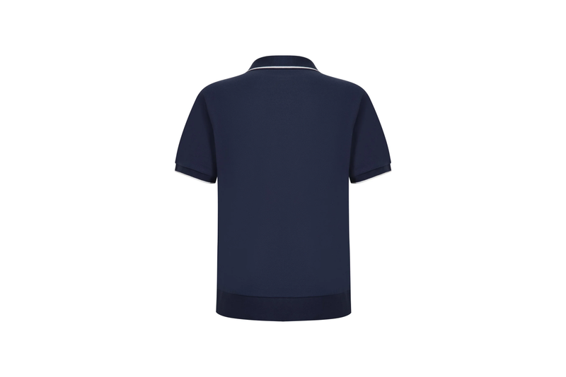 navy open-collar shirt