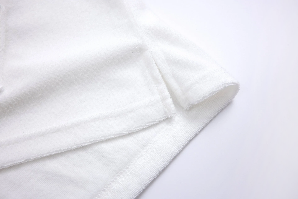 white sleeveless towel hoodie