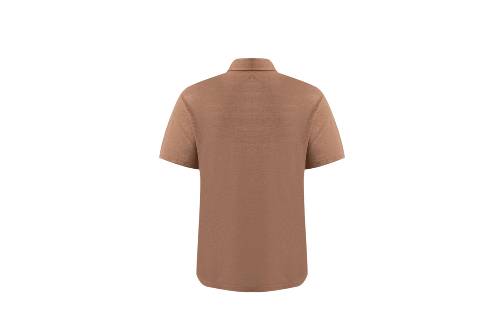 brown linen polo shirt
