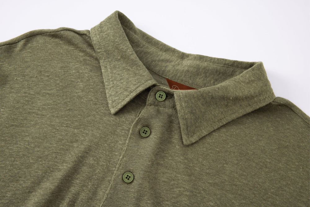 olive linen polo shirt