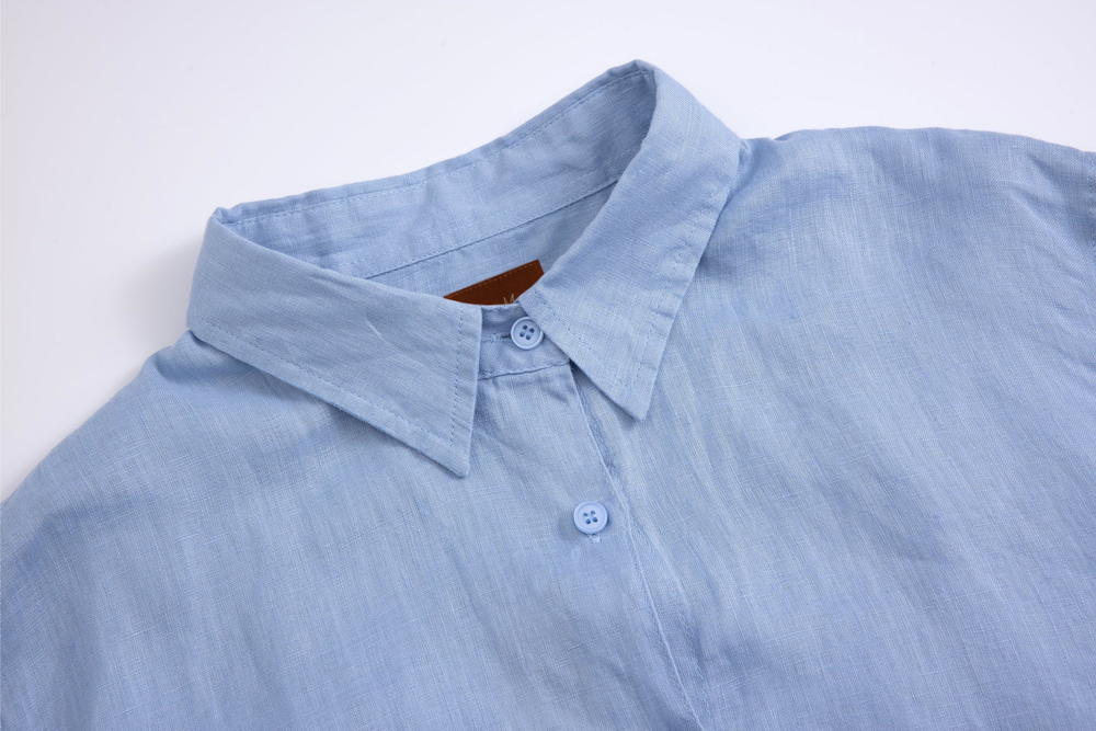 baby blue linen long-sleeve shirt