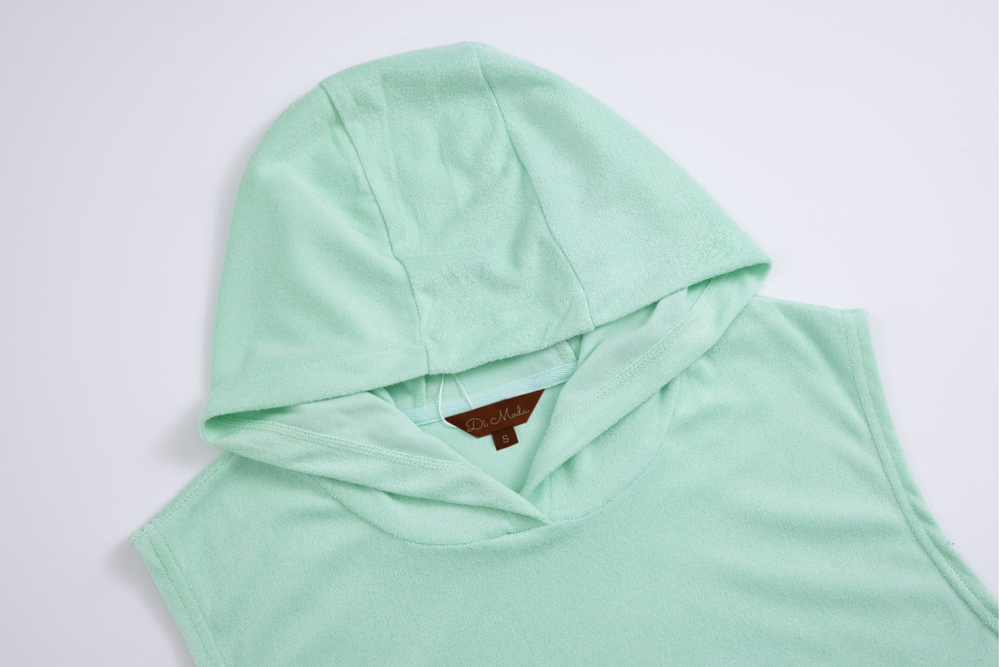 sleeveless towel hoodie – mint green