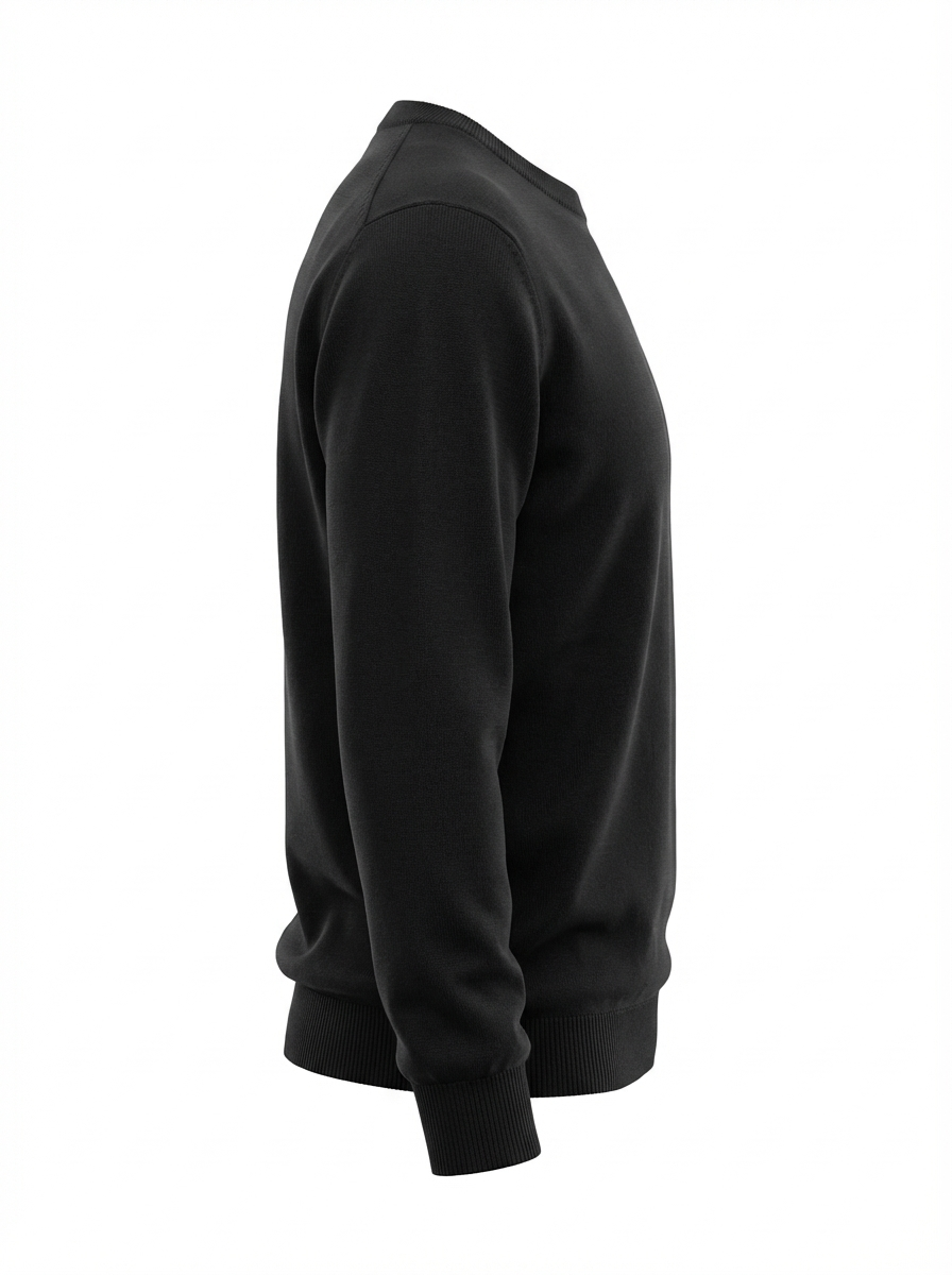 W25 Wool Circle Neck Long Sleeve BLACK