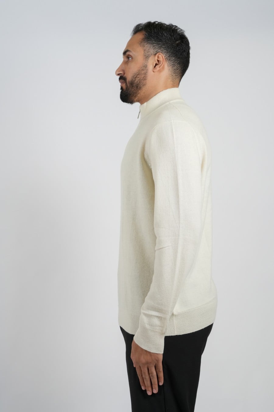 Cashmere Pullover Zipper White