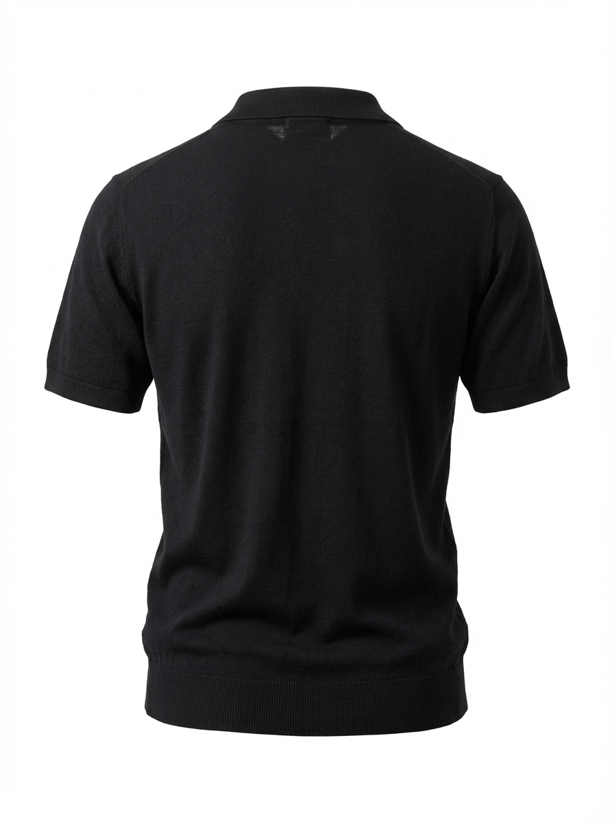 Wool Polo Thin With Button Short Sleeve