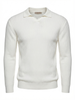 Wool Polo V Neck Long Sleeve With Thin Lines On The Body CREAM