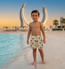 turtle drift - kids swim shorts beige