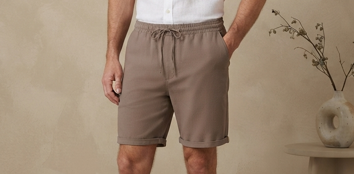 brown linen short