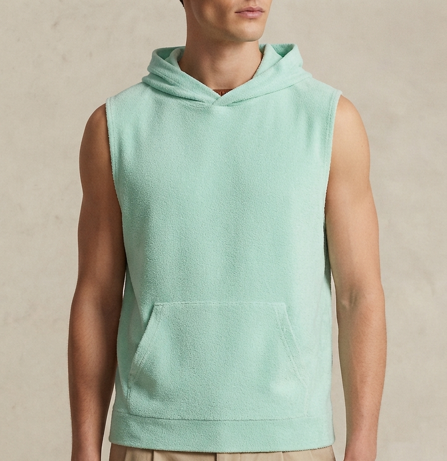 sleeveless towel hoodie – mint green