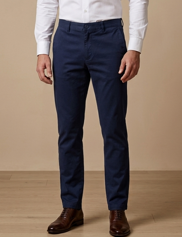 Men’s MS Navy Tailored Cotton Trousers – Relaxed Fit