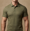 olive linen polo shirt