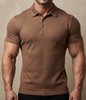 brown linen polo shirt