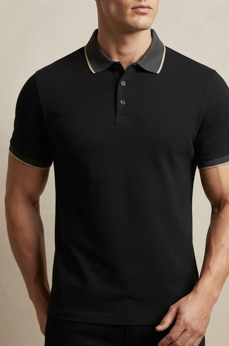 black classic polo t-shirt