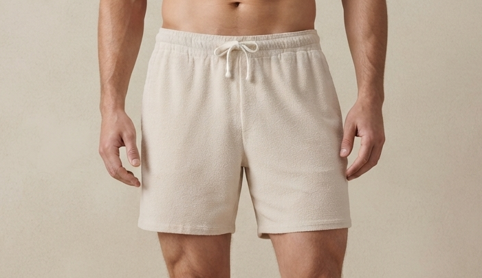 beige towel shorts