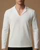 white v neck long sleeve shirt