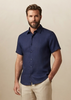 navy linen short-sleeve shirt