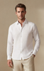 white linen long-sleeve shirt